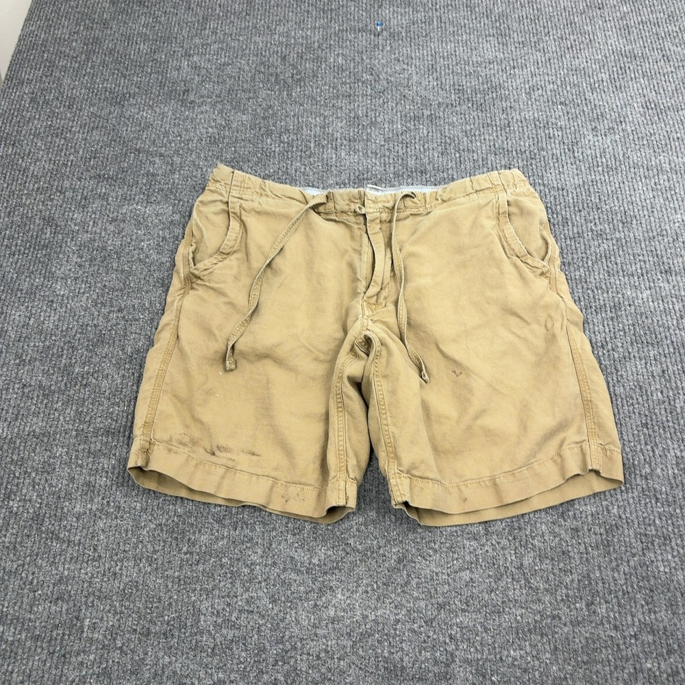 Gap Shorts Mens L Tan Linen Cotton Drawstring Waist Casual Summer Style‎